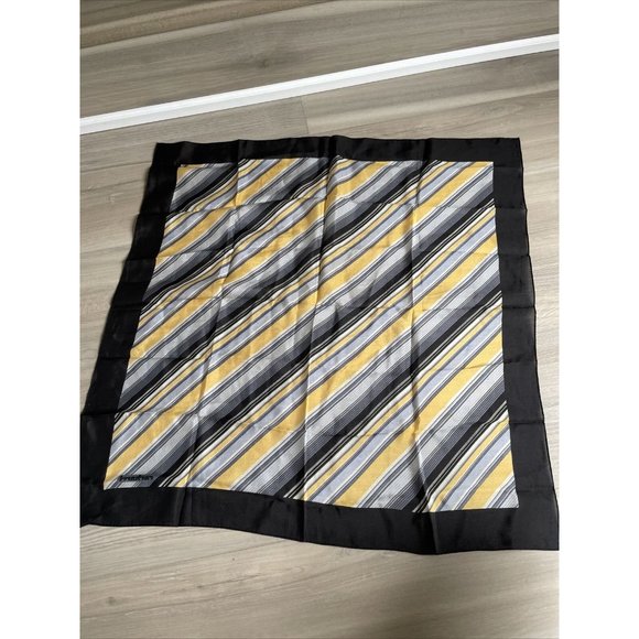 Vintage Cacharel silk scarf In Black Gold Stripes 28” Square - Picture 6 of 6